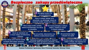 Plakat dotyczący bezpiecznych zakupów przed świętami