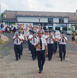 Policjanci podczas piknik na stoisku profilaktycznym i z psami policyjnymi